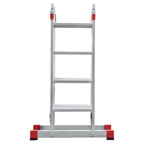 Лестница-трансформер алюминиевая 4х4 ступени, высота 4,5 м (4 секции по 1,2 м) до 150 кг, вес 16,5 кг, НОВАЯ ВЫСОТА, 3320404