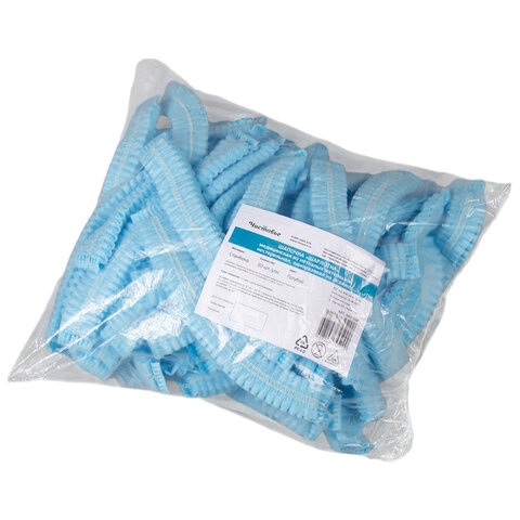 Шапочка "Шарлотта" голубая КОМПЛЕКТ 50 шт. спанбонд 15 г/м2, ЧИСТОВЬЕ, 603-204