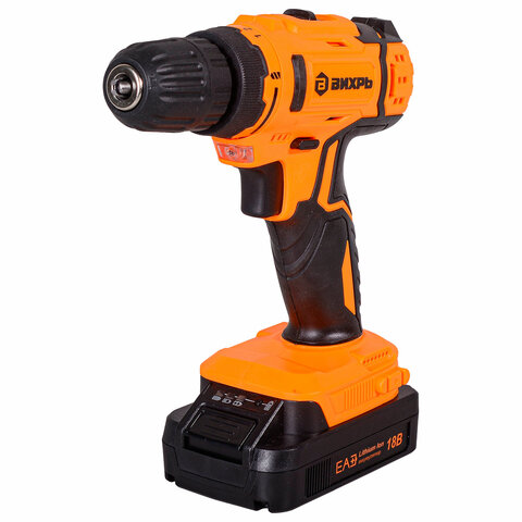 Дрель-шуруповерт безударная АККУМУЛЯТОРНАЯ, с двумя аккумуляторами 1,5 Ач, 18 В, ВИХРЬ ДА-18Л-2КА, 72/14/25