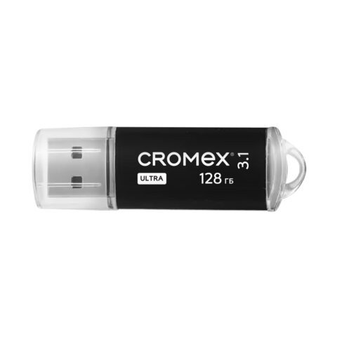 Флеш-диск 128 GB, CROMEX (КРОМЕКС) Ultra USB 3.1, металлический корпус, черный, 514165