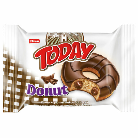 Кекс TODAY "Donut", со вкусом какао, ТУРЦИЯ, 24 штуки по 40 г в шоу-боксе, 1368т