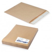 Конверт-пакеты Е4+ плоские (300х400 мм), до 300 листов, крафт-бумага, отрывная полоса, КОМПЛЕКТ 25 ш