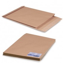 Конверт-пакеты Е4+ объемный (300х400х40 мм) до 300 листов, крафт-бумага, отрывная полоса, КОМПЛЕКТ 2