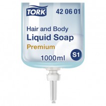 Картридж с жидким мылом-гелем для тела и волос одноразовый TORK (Система S1) Premium, 1 л, 421601, 4