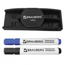 Набор для магнитно-маркерной доски (магнитный стиратель, 2 маркера 5 мм: черный, синий), BRAUBERG, 2