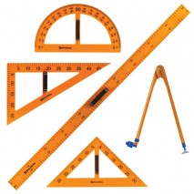 Набор чертежный для классной доски (2 треугольника, транспортир, циркуль, линейка 100 см), BRAUBERG,