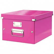 Короб архивный LEITZ &quot;Click  Store&quot; M, 200х280х370 мм, ламинированный картон, разборный, розовый, 60
