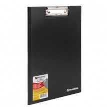 Папка-планшет BRAUBERG &quot;Contract&quot;, А4 (315х230 мм), с прижимом и крышкой, пластиковая, черная, сверх