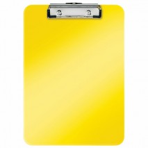 Доска-планшет LEITZ &quot;WOW&quot;, с верхним прижимом, A4, 320х228 мм, пластик, 1,7 мм, желтая, 39710016