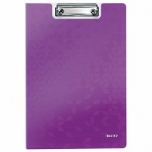 Папка-планшет LEITZ &quot;WOW&quot;, с верхним прижимом и крышкой, A4, 330х230 мм, полифом, фиолетовая, 419900