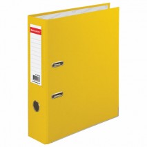 Папка-регистратор BRAUBERG с покрытием из ПВХ, 80 мм, с уголком, желтая (удвоенный срок службы), 227
