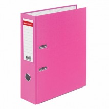 Папка-регистратор BRAUBERG с покрытием из ПВХ, 80 мм, с уголком, розовая (удвоенный срок службы), 22