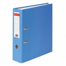 Папка-регистратор BRAUBERG с покрытием из ПВХ, 80 мм, с уголком, голубая (удвоенный срок службы), 22