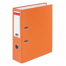 Папка-регистратор BRAUBERG с покрытием из ПВХ, 80 мм, с уголком, оранжевая (удвоенный срок службы),