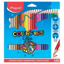 Карандаши цветные MAPED (Франция) &quot;Color&amp;apos;Peps Star&quot;, 24 цвета, трехгранные, заточенные, европодвес,