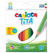 Карандаши цветные CARIOCA &quot;Tita&quot;, 24 цвета, пластиковые, шестигранные, заточенные, европодвес, 42794