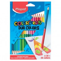 Карандаши двусторонние MAPED (Франция) &quot;Color&amp;apos;Peps Duo&quot;, 18 штук, 36 цветов, трехгранные, 829601