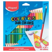 Карандаши двусторонние MAPED (Франция) &quot;Color&amp;apos;Peps Duo&quot;, 24 штуки, 48 цветов, трехгранные, 829602