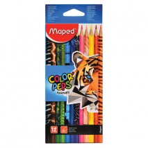 Карандаши цветные MAPED (Франция) &quot;Color&amp;apos;Peps Animals&amp;apos;&quot;, 12 цветов, трехгранные, заточенные, европод
