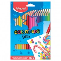 Карандаши цветные MAPED (Франция) &quot;Color&amp;apos;Peps Star&quot;, 36 цветов, трехгранные, заточенные, европодвес,