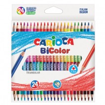 Карандаши двусторонние CARIOCA &quot;Bi-color&quot;, 24 штуки, 48 цветов, трехранные, заточенные, 43031