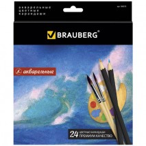 Карандаши цветные акварельные BRAUBERG &quot;Artist line&quot;, 24 цвета, заточенные, высшее качество, 180570