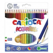 Карандаши цветные акварельные CARIOCA &quot;Acquarell&quot;, 24 цвета, шестигранные, заточенные, 42858