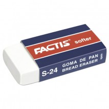 Ластик FACTIS Softer S 24 (Испания), 50х24х10 мм, белый, прямоугольный, картонный держатель, CMFS24,