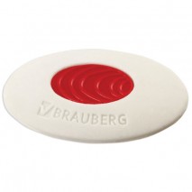 Ластик BRAUBERG &quot;Oval PRO&quot;, 40х26х8 мм, овальный, красный пластиковый держатель, 229560