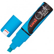Маркер меловой UNI &quot;Chalk&quot;, 8 мм, СИНИЙ, влагостираемый, для гладких поверхностей, PWE-8K L.BLUE