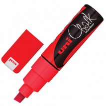 Маркер меловой UNI &quot;Chalk&quot;, 8 мм, КРАСНЫЙ, влагостираемый, для гладких поверхностей, PWE-8K RED