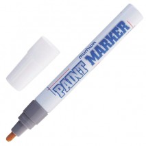 Маркер-краска лаковый (paint marker) MUNHWA, 4 мм, СЕРЕБРЯНЫЙ, нитро-основа, алюминиевый корпус, PM-