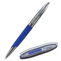 Ручка подарочная шариковая BRAUBERG &quot;Echo&quot;, СИНЯЯ, корпус серебристый с синим, линия письма 0,5 мм,
