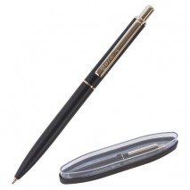 Ручка подарочная шариковая BRAUBERG &quot;Larghetto&quot;, СИНЯЯ, корпус черный с хромированными деталями, лин