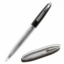 Ручка подарочная шариковая BRAUBERG Sonata, СИНЯЯ, корпус серебристый с черным, линия письма 0,5 мм,