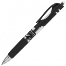 Ручка гелевая автоматическая с грипом BRAUBERG &quot;Black Jack&quot;, ЧЕРНАЯ, трехгранная, узел 0,7 мм, линия