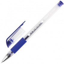 Ручка гелевая с грипом STAFF &quot;EVERYDAY&quot;, СИНЯЯ, корпус прозрачный, узел 0,5 мм, линия письма 0,35 мм