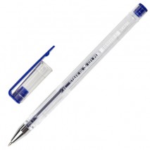 Ручка гелевая STAFF &quot;Basic&quot;, СИНЯЯ, корпус прозрачный, хромированные детали, узел 0,5 мм, линия пись