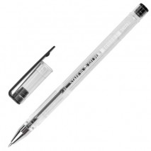 Ручка гелевая STAFF &quot;Basic&quot;, ЧЕРНАЯ, корпус прозрачный, хромированные детали, узел 0,5 мм, линия пис