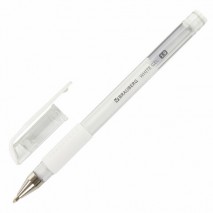Ручка гелевая с грипом BRAUBERG &quot;White&quot;, БЕЛАЯ, пишущий узел 1 мм, линия письма 0,5 мм, 143416