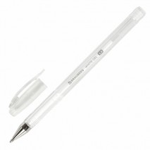 Ручка гелевая BRAUBERG &quot;White Pastel&quot;, БЕЛАЯ, корпус прозрачный, узел 1 мм, линия письма 0,5 мм, 143