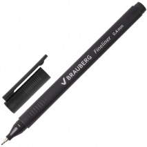 Ручка капиллярная (линер) BRAUBERG &quot;Carbon&quot;, ЧЕРНАЯ, металлический наконечник, трехгранная, линия пи