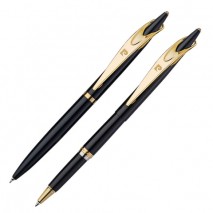 Набор PIERRE CARDIN (Пьер Карден): шариковая ручка + ручка-роллер, корпус черный, латунь, PC0839BP/R