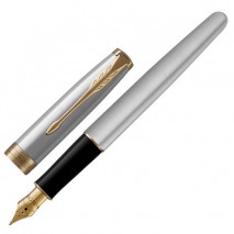 Ручка перьевая PARKER &quot;Sonnet Core Stainless Steel GT&quot;, корпус серебристый, позолоченные детали, чер
