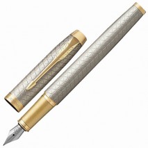 Ручка перьевая PARKER &quot;IM Premium Warm Silver GT&quot;, корпус серебристый матовый с гравировкой, позолоч