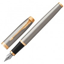 Ручка перьевая PARKER &quot;IM Core Brushed Metal GT&quot;, корпус серебристый матовый лак, позолоченные детал