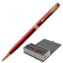 Ручка шариковая PARKER &quot;Sonnet Core Intense Red Lacquer GT Slim&quot; тонкая, корпус красный глянцевый ла