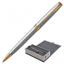 Ручка шариковая PARKER &quot;Sonnet Core Stainless Steel GT&quot;, серебристый корпус, позолоченные детали, че