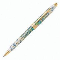 Ручка подарочная шариковая CROSS Botanica &quot;Зеленая лилия&quot;, лак, латунь, позолота, черная, AT0642-4