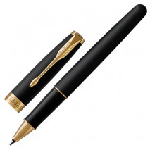 Ручка-роллер PARKER &quot;Sonnet Core Matt Black GT&quot;, корпус черный матовый лак, позолоченные детали, чер
